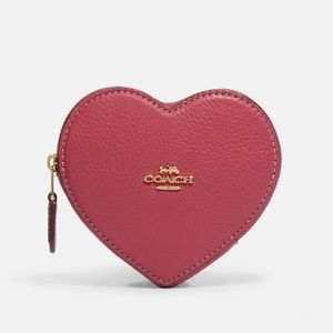 Coach Heart Coin Case in Rouge/Gold